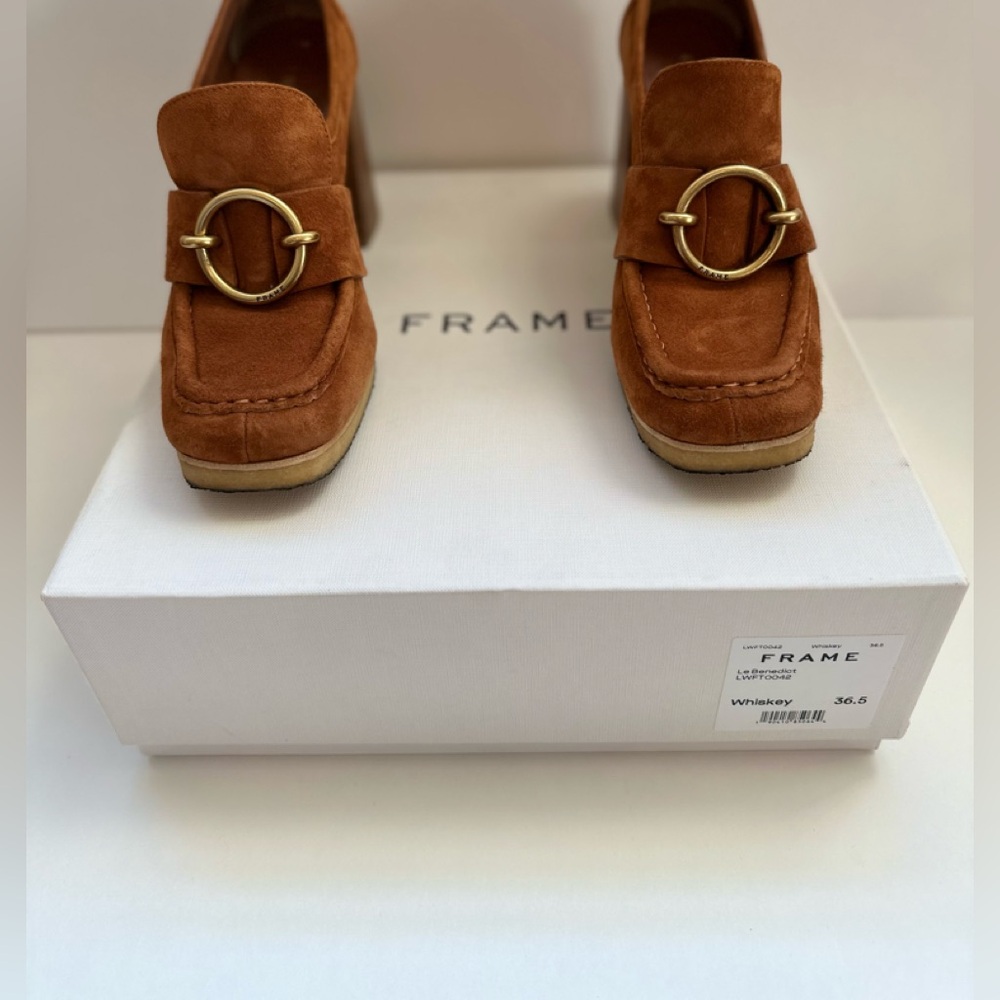 Frame Denim Le Benedict Block Heel Loafer - Whiskey Suede